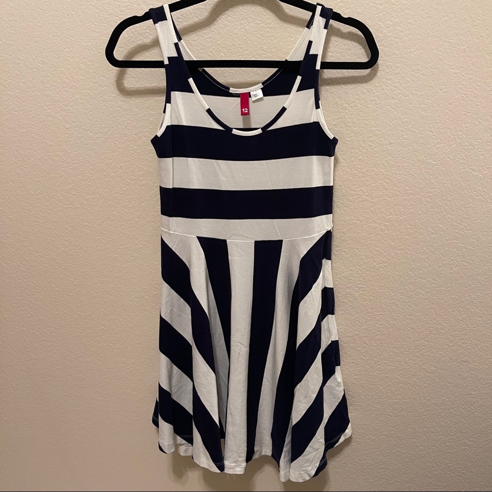 H&M Divided Navy & White Stripe Asymmetric Dress